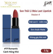 Son Thỏi Lì BBia Last Lipstick Version 4 Vỏ Xanh Dương - Số 19 Romantic - Cánh Hồng Khô